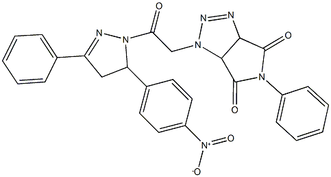 1-[2-(5-{4-nitrophenyl}-3-phenyl-4,5-dihydro-1H-pyrazol-1-yl)-2-oxoethyl]-5-phenyl-3a,6a-dihydropyrrolo[3,4-d][1,2,3]triazole-4,6(1H,5H)-dione Struktur