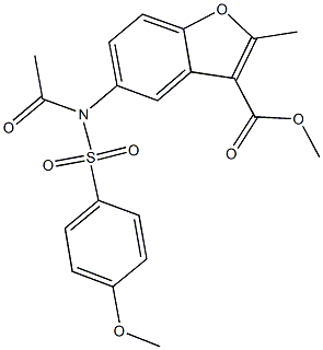 methyl 5-{acetyl[(4-methoxyphenyl)sulfonyl]amino}-2-methyl-1-benzofuran-3-carboxylate Struktur