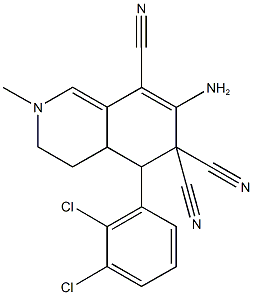 7-amino-5-(2,3-dichlorophenyl)-2-methyl-3,4,4a,5-tetrahydro-6,6,8(2H)-isoquinolinetricarbonitrile Struktur