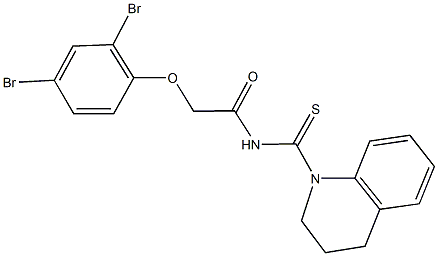 2-(2,4-dibromophenoxy)-N-(3,4-dihydro-1(2H)-quinolinylcarbothioyl)acetamide Struktur