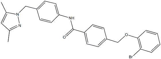 4-[(2-bromophenoxy)methyl]-N-{4-[(3,5-dimethyl-1H-pyrazol-1-yl)methyl]phenyl}benzamide Struktur