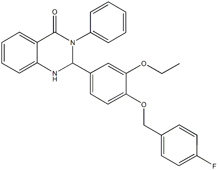 2-{3-ethoxy-4-[(4-fluorobenzyl)oxy]phenyl}-3-phenyl-2,3-dihydro-4(1H)-quinazolinone Struktur