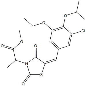 methyl 2-[5-(3-chloro-5-ethoxy-4-isopropoxybenzylidene)-2,4-dioxo-1,3-thiazolidin-3-yl]propanoate Struktur