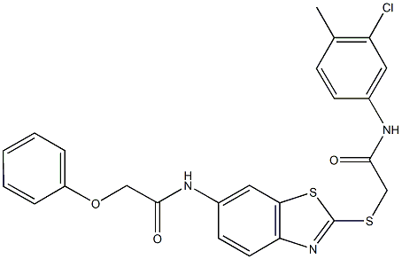 N-(2-{[2-(3-chloro-4-methylanilino)-2-oxoethyl]sulfanyl}-1,3-benzothiazol-6-yl)-2-phenoxyacetamide Struktur