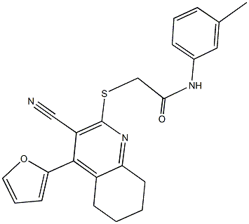 2-{[3-cyano-4-(2-furyl)-5,6,7,8-tetrahydro-2-quinolinyl]sulfanyl}-N-(3-methylphenyl)acetamide Struktur