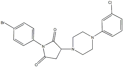 1-(4-bromophenyl)-3-[4-(3-chlorophenyl)-1-piperazinyl]-2,5-pyrrolidinedione Struktur