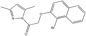 1-bromo-2-naphthyl 2-(3,5-dimethyl-1H-pyrazol-1-yl)-2-oxoethyl ether Struktur