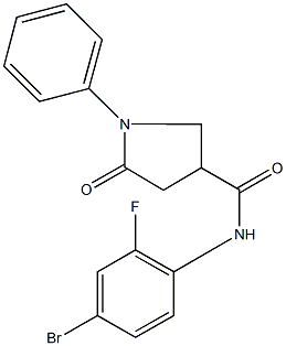 N-(4-bromo-2-fluorophenyl)-5-oxo-1-phenyl-3-pyrrolidinecarboxamide Struktur