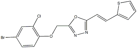 4-bromo-2-chlorophenyl {5-[2-(2-thienyl)vinyl]-1,3,4-oxadiazol-2-yl}methyl ether Struktur