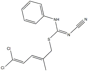 5,5-dichloro-2-methyl-2,4-pentadienyl N'-cyano-N-phenylimidothiocarbamate Struktur