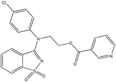 2-[4-chloro(1,1-dioxido-1,2-benzisothiazol-3-yl)anilino]ethyl nicotinate Struktur