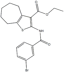 ethyl 2-[(3-bromobenzoyl)amino]-5,6,7,8-tetrahydro-4H-cyclohepta[b]thiophene-3-carboxylate Struktur