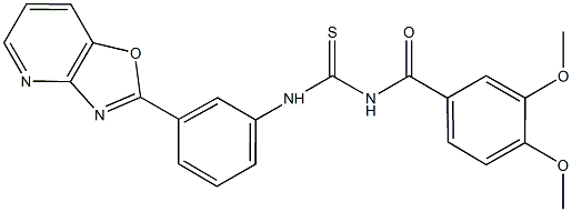 N-(3,4-dimethoxybenzoyl)-N'-(3-[1,3]oxazolo[4,5-b]pyridin-2-ylphenyl)thiourea Struktur