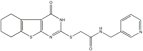 2-[(4-oxo-3,4,5,6,7,8-hexahydro[1]benzothieno[2,3-d]pyrimidin-2-yl)sulfanyl]-N-(3-pyridinylmethyl)acetamide Struktur