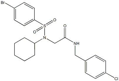 2-[[(4-bromophenyl)sulfonyl](cyclohexyl)amino]-N-[(4-chlorophenyl)methyl]acetamide Struktur