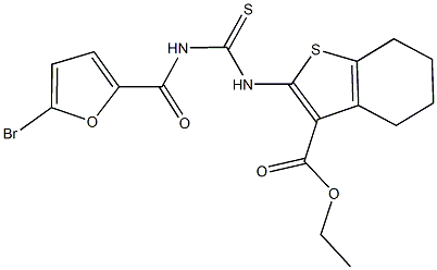 ethyl 2-({[(5-bromo-2-furoyl)amino]carbothioyl}amino)-4,5,6,7-tetrahydro-1-benzothiophene-3-carboxylate Struktur