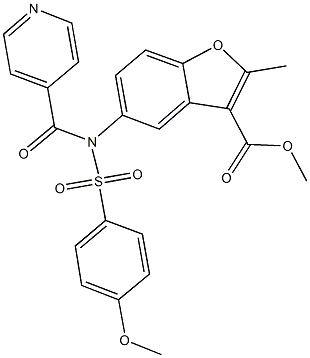 methyl 5-{isonicotinoyl[(4-methoxyphenyl)sulfonyl]amino}-2-methyl-1-benzofuran-3-carboxylate Struktur