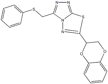 [6-(2,3-dihydro-1,4-benzodioxin-2-yl)[1,2,4]triazolo[3,4-b][1,3,4]thiadiazol-3-yl]methyl phenyl sulfide Struktur