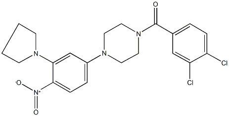 1-(3,4-dichlorobenzoyl)-4-[4-nitro-3-(1-pyrrolidinyl)phenyl]piperazine Struktur