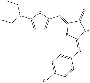 2-[(4-chlorophenyl)imino]-5-{[5-(diethylamino)-2-furyl]methylene}-1,3-thiazolidin-4-one Struktur