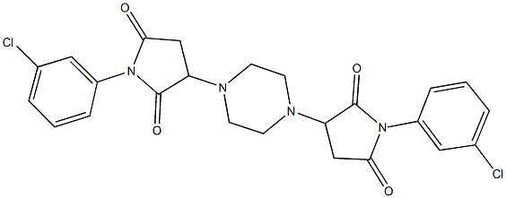 1-(3-chlorophenyl)-3-{4-[1-(3-chlorophenyl)-2,5-dioxo-3-pyrrolidinyl]-1-piperazinyl}-2,5-pyrrolidinedione Struktur