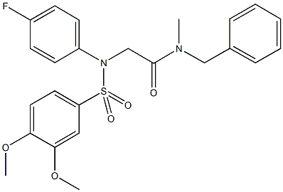 N-benzyl-2-{[(3,4-dimethoxyphenyl)sulfonyl]-4-fluoroanilino}-N-methylacetamide Struktur