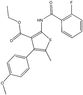 ethyl 2-[(2-fluorobenzoyl)amino]-4-(4-methoxyphenyl)-5-methyl-3-thiophenecarboxylate Struktur