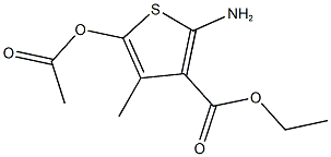 ethyl 5-(acetyloxy)-2-amino-4-methyl-3-thiophenecarboxylate Struktur