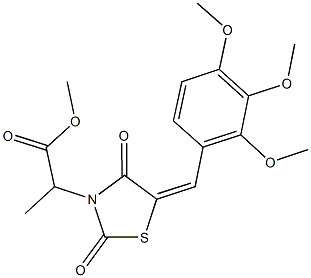 methyl 2-[2,4-dioxo-5-(2,3,4-trimethoxybenzylidene)-1,3-thiazolidin-3-yl]propanoate Struktur