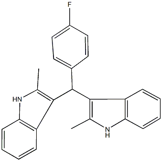 3-[(4-fluorophenyl)(2-methyl-1H-indol-3-yl)methyl]-2-methyl-1H-indole Struktur