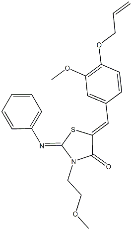 5-[4-(allyloxy)-3-methoxybenzylidene]-3-(2-methoxyethyl)-2-(phenylimino)-1,3-thiazolidin-4-one Struktur