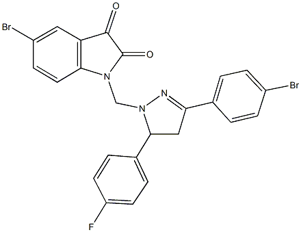 5-bromo-1-{[3-(4-bromophenyl)-5-(4-fluorophenyl)-4,5-dihydro-1H-pyrazol-1-yl]methyl}-1H-indole-2,3-dione Struktur