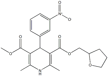 3-methyl5-(tetrahydro-2-furanylmethyl)2,6-dimethyl-4-(3-nitrophenyl)-1,4-dihydro-3,5-pyridinedicarboxylate Struktur