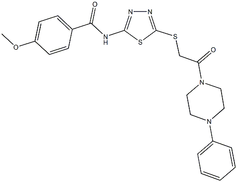 4-methoxy-N-(5-{[2-oxo-2-(4-phenyl-1-piperazinyl)ethyl]sulfanyl}-1,3,4-thiadiazol-2-yl)benzamide Struktur