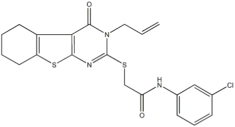 2-[(3-allyl-4-oxo-3,4,5,6,7,8-hexahydro[1]benzothieno[2,3-d]pyrimidin-2-yl)sulfanyl]-N-(3-chlorophenyl)acetamide Struktur