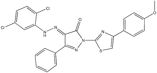 1-[4-(4-methoxyphenyl)-1,3-thiazol-2-yl]-3-phenyl-1H-pyrazole-4,5-dione 4-[(2,5-dichlorophenyl)hydrazone] Struktur