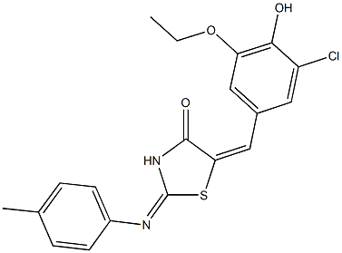 5-(3-chloro-5-ethoxy-4-hydroxybenzylidene)-2-[(4-methylphenyl)imino]-1,3-thiazolidin-4-one Struktur