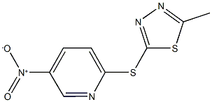 5-nitro-2-[(5-methyl-1,3,4-thiadiazol-2-yl)sulfanyl]pyridine Struktur