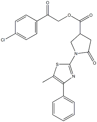 2-(4-chlorophenyl)-2-oxoethyl 1-(5-methyl-4-phenyl-1,3-thiazol-2-yl)-5-oxo-3-pyrrolidinecarboxylate Struktur