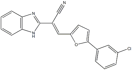 2-(1H-benzimidazol-2-yl)-3-[5-(3-chlorophenyl)-2-furyl]acrylonitrile Struktur