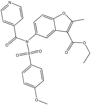 ethyl 5-{isonicotinoyl[(4-methoxyphenyl)sulfonyl]amino}-2-methyl-1-benzofuran-3-carboxylate Struktur