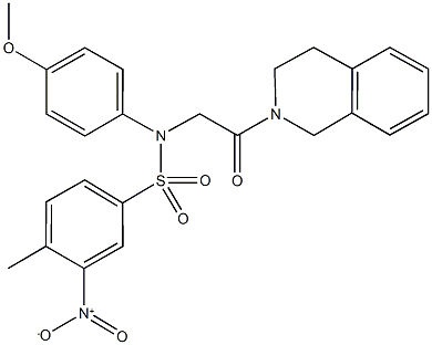 N-[2-(3,4-dihydroisoquinolin-2(1H)-yl)-2-oxoethyl]-3-nitro-N-(4-methoxyphenyl)-4-methylbenzenesulfonamide Struktur