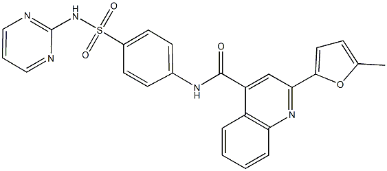 2-(5-methyl-2-furyl)-N-{4-[(2-pyrimidinylamino)sulfonyl]phenyl}-4-quinolinecarboxamide Struktur