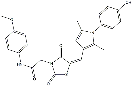 2-(5-{[1-(4-hydroxyphenyl)-2,5-dimethyl-1H-pyrrol-3-yl]methylene}-2,4-dioxo-1,3-thiazolidin-3-yl)-N-(4-methoxyphenyl)acetamide Struktur