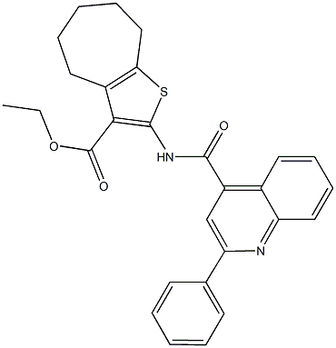 ethyl 2-{[(2-phenyl-4-quinolinyl)carbonyl]amino}-5,6,7,8-tetrahydro-4H-cyclohepta[b]thiophene-3-carboxylate Struktur