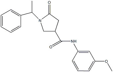 N-(3-methoxyphenyl)-5-oxo-1-(1-phenylethyl)-3-pyrrolidinecarboxamide Struktur