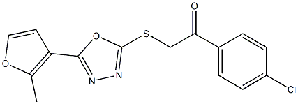 1-(4-chlorophenyl)-2-{[5-(2-methyl-3-furyl)-1,3,4-oxadiazol-2-yl]sulfanyl}ethanone Struktur