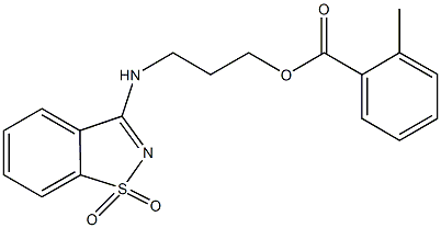 3-[(1,1-dioxido-1,2-benzisothiazol-3-yl)amino]propyl 2-methylbenzoate Struktur