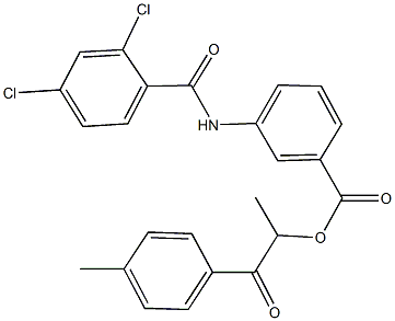 1-methyl-2-(4-methylphenyl)-2-oxoethyl 3-[(2,4-dichlorobenzoyl)amino]benzoate Struktur