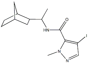 N-(1-bicyclo[2.2.1]hept-2-ylethyl)-4-iodo-1-methyl-1H-pyrazole-5-carboxamide Struktur